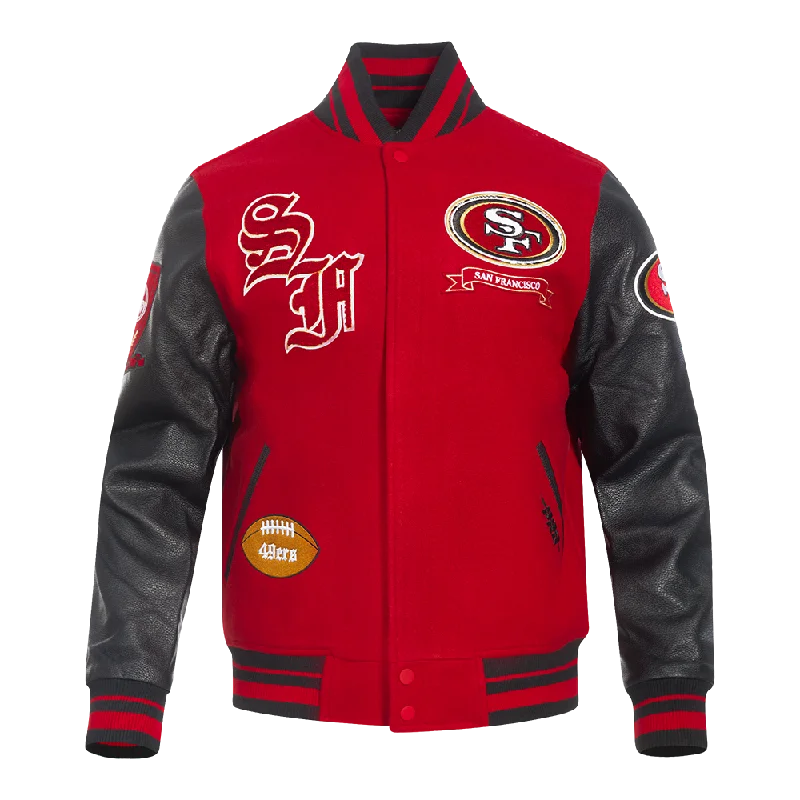 NFL SAN FRANCISCO 49ERS PRO PREP WOOL MEN'S VARSITY JACKET (RED/BLACK)