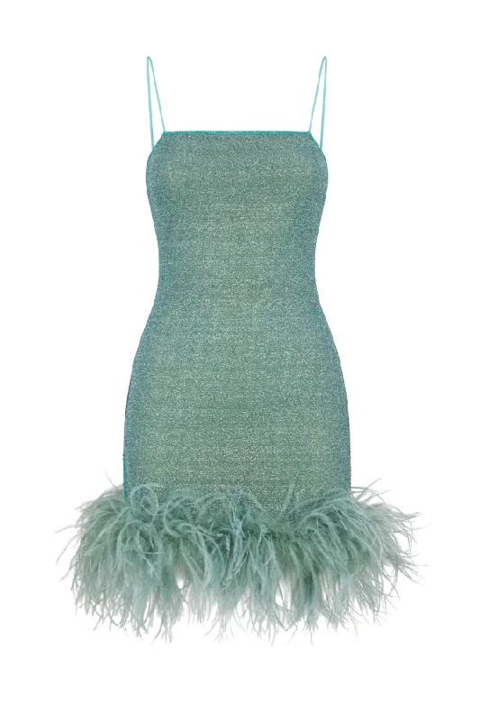 Lumiere Plumage Mini Dress Aqua Elegant Women's Formal 