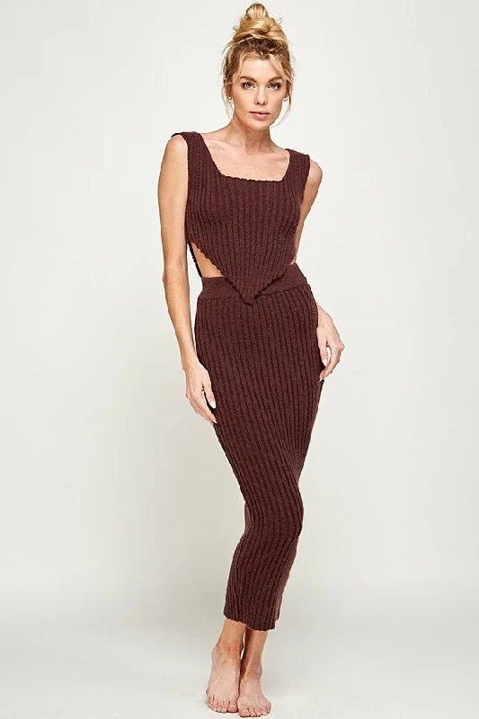 Ribbed knit skirt set Vacation