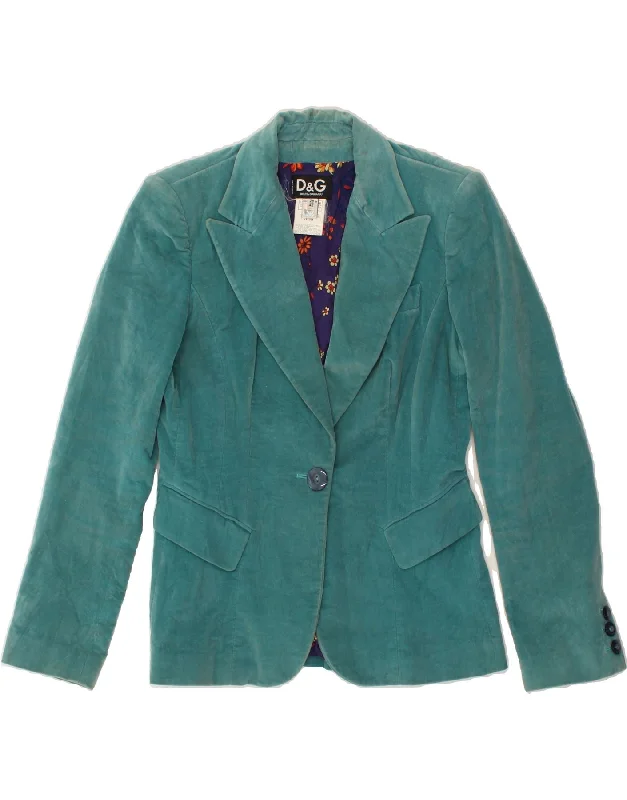 DOLCE & GABBANA Womens 1 Button Blazer Jacket IT 42 Medium Turquoise