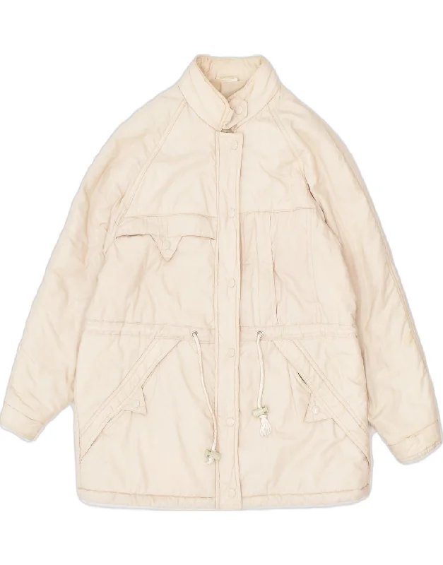 VINTAGE Womens Windbreaker Jacket EU 40 Medium Beige Polyester Stylish Women's Tropical 