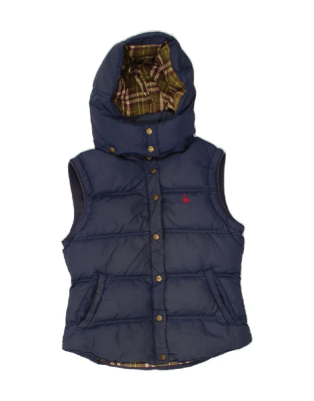 JACK WILLS Womens Hooded Padded Gilet UK 10 Small Navy Blue Nylon