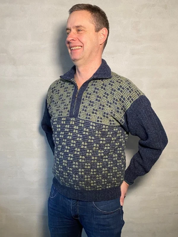 Windows mens sweater by Hanne Falkenberg, knitting kit performance