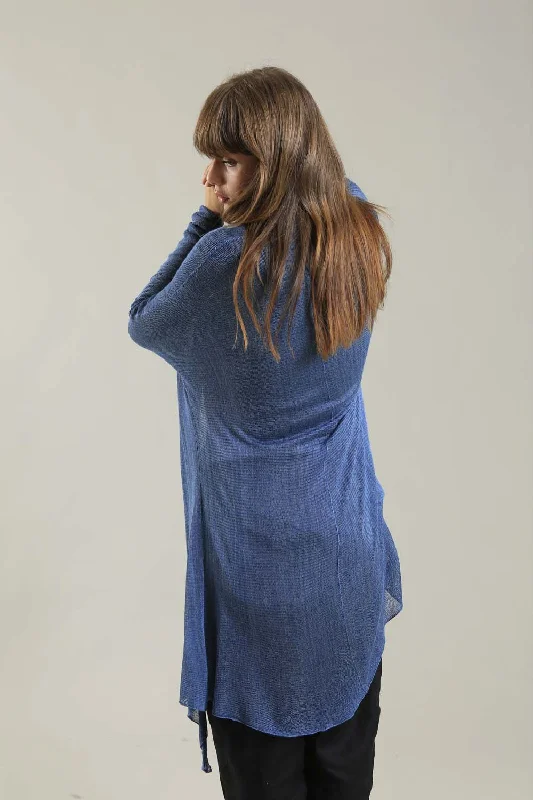 Jean Blue Long Bamboo Cardigan Polished Women's Silk