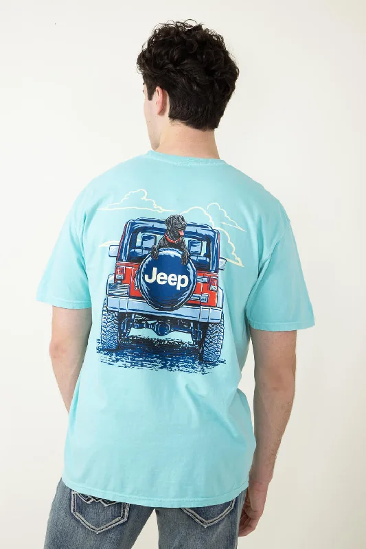 Jeep and Dog T-Shirt in Mint Blue | 2758-CHALKYMINT Athletic Women's High - 