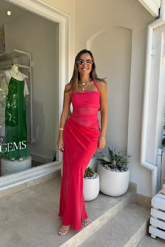 Gina Halter Dress Watermelon Minimalist Women's Casual
