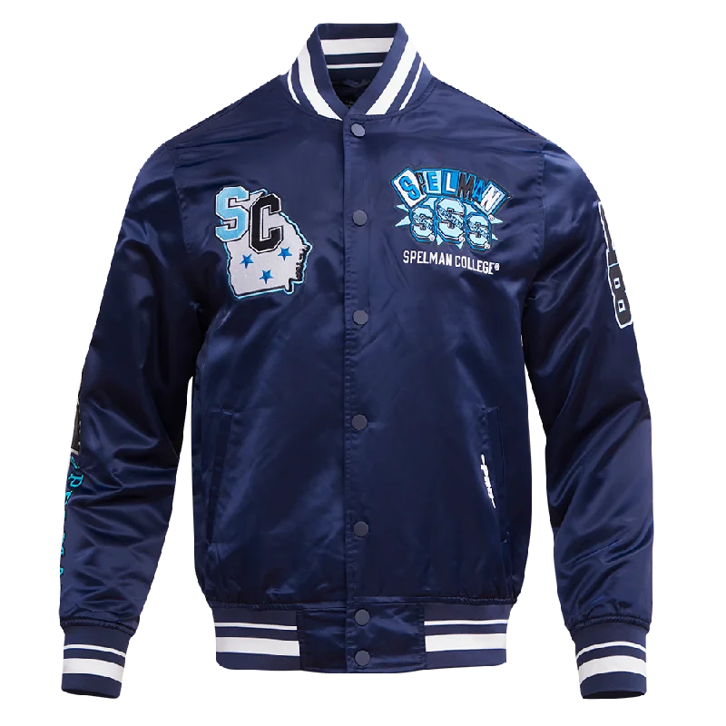 SPELMAN COLLEGE HOMECOMING RIB MEN'S SATIN JACKET (MIDNIGHT NAVY)