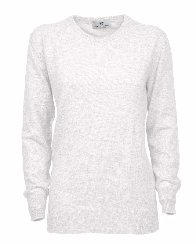 NEW FALL 24 - Women's Pure Cashmere Original Crew Neck Sweater Off-White by Monticelli Cashmere Cool Women's Skate