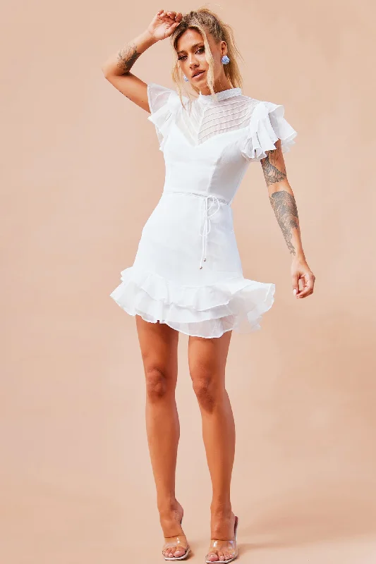 Leila Mini Dress - White Dapper Women's 1920S