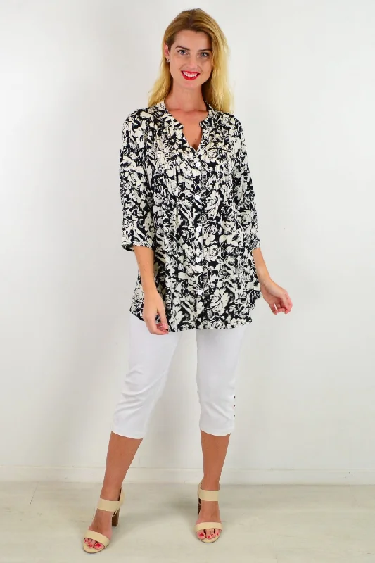 Black Roxanne Floral Tunic Shirt