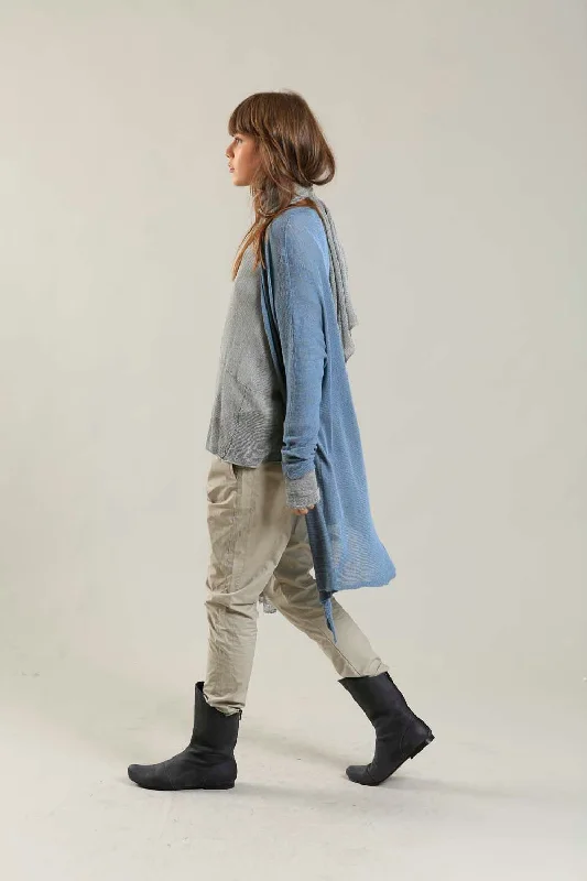Meza Long Soy & Bamboo light Cardigan in dusty blue Bold Women's Animal Print