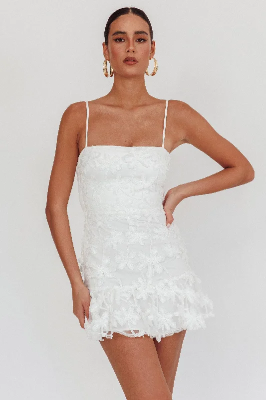 Dori Embellished Mini Dress Palm Tree White Bohemian Women's Free