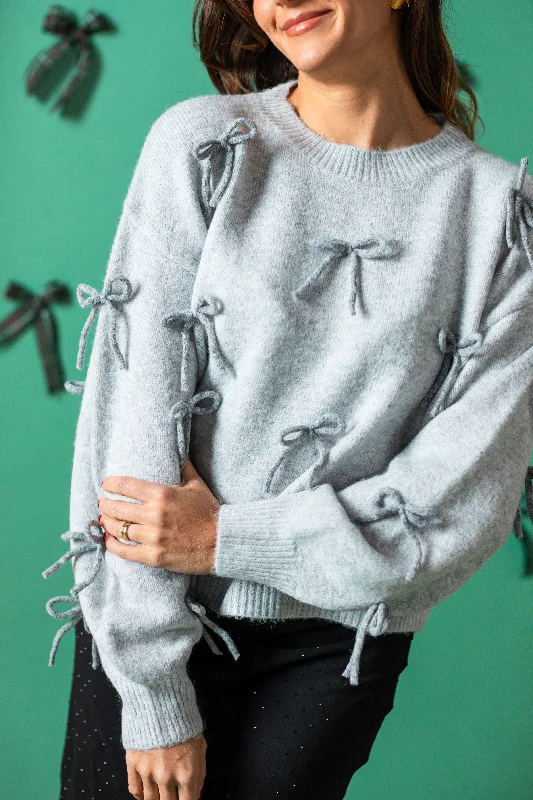 Noah Grey Bow Detail Knit Sweater Sporty Women's Tennis