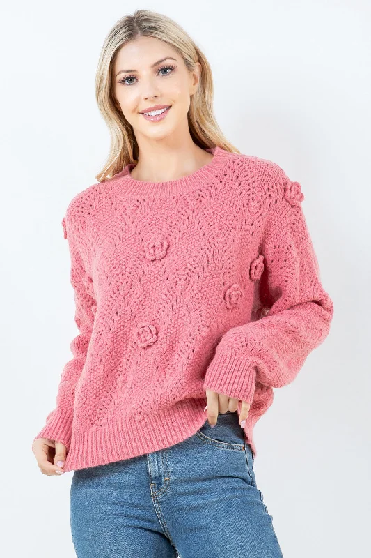 Ellie Embroidered Crew Neck Sweater Contemporary 