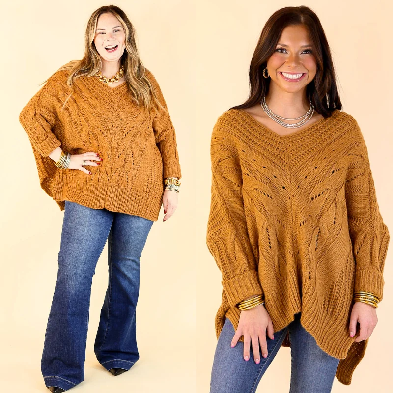 Crisp Morning Air Oversized Dolman 3/4 Sleeve Sweater in Camel Brown French