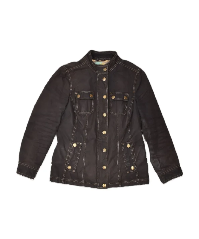 BODEN Womens Denim Jacket UK 10 Small Brown Cotton Traditional Women's Wool