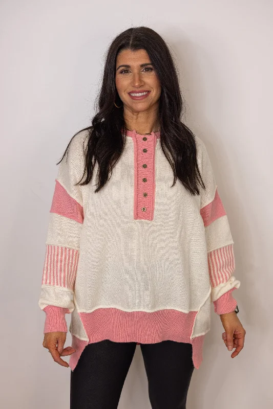 keeping Promises Ivory Colorblock Sweater Minimalist Women's Casual
