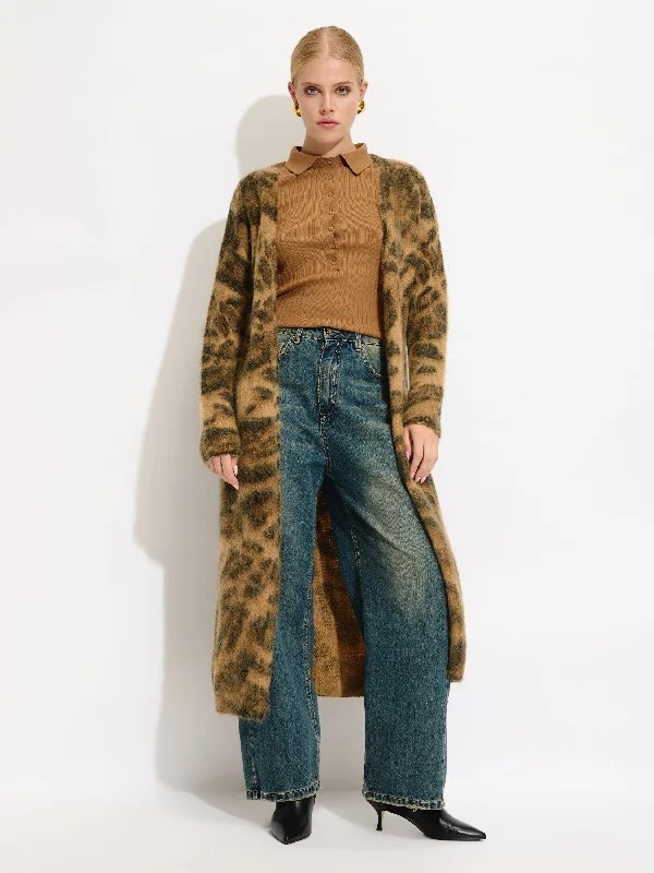 Leopard Open Cardigan Monochromatic Office Style