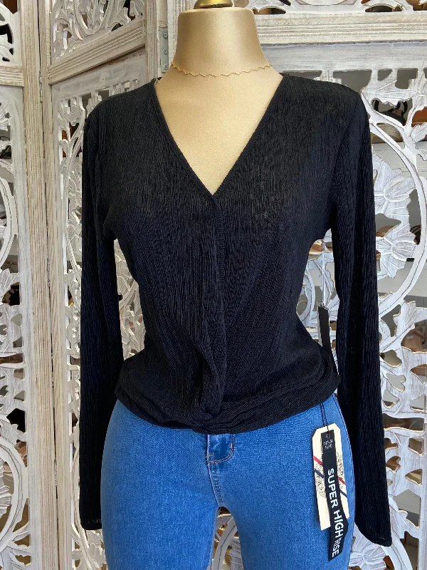 Pleated Black Blouse