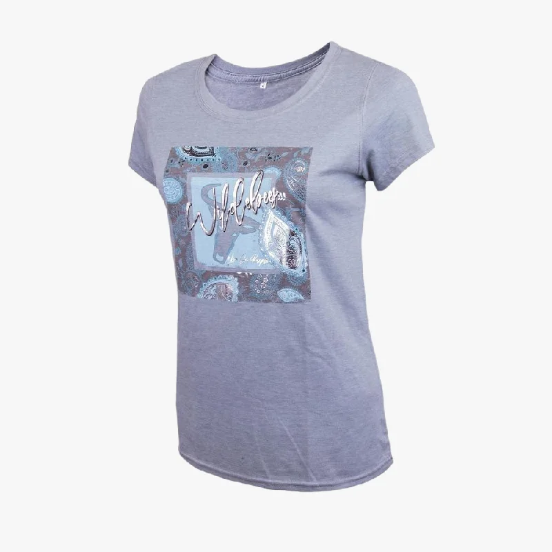 Wildebees Womens Paisley Short Sleeve Tee Grey Hip Women's Retro