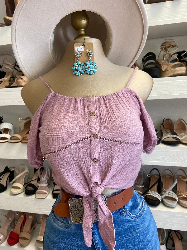 Pink Mauve Button Up Top