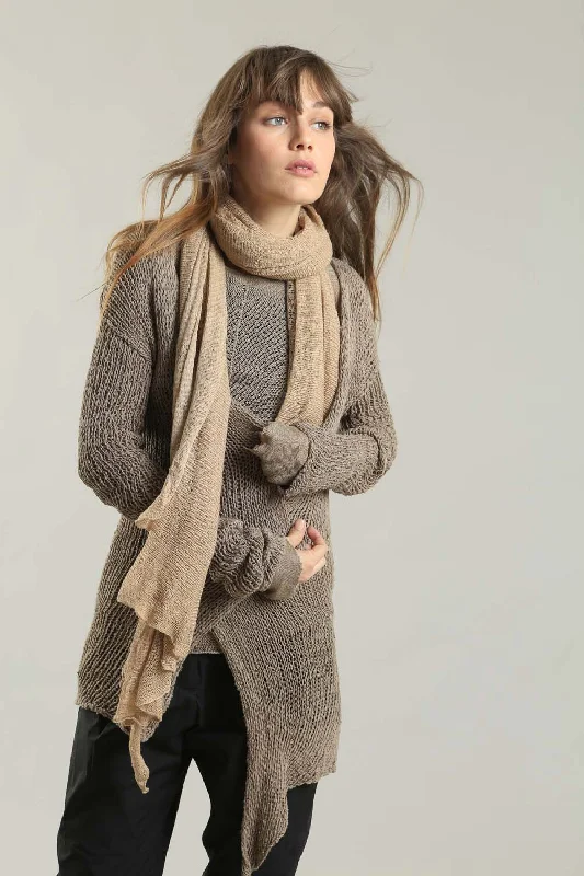 Handmade Dark Taupe Camel Prevo Cardigan Traditional Women's 