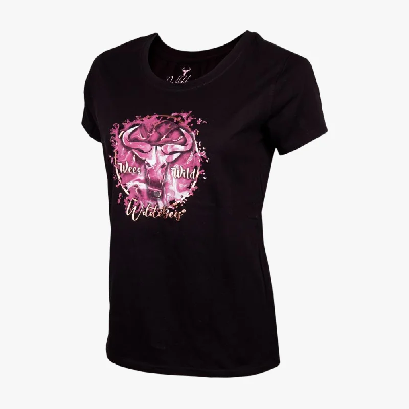 Wildebees Womens Splash Logo Short Sleeve Tee Black Youthful Women's Anime - inspired Wildebees Womens Splash Logo Short Sleeve Tee Black Youthful Women's Anime - inspired