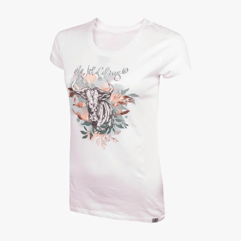 Wildebees Womens Sketch Short Sleeve Tee White Practical Women's Quick - dry