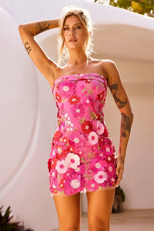 Opening Up Mini Dress - Hot Pink Elegant Women's Formal 