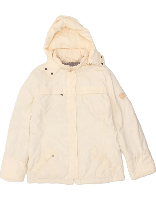 CONTE OF FLORENCE Womens Hooded Padded Jacket IT 46 Large Beige Polyester