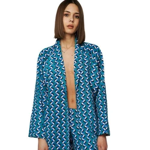 PRINTED OPEN FRONT BLAZER Youthful Women's Anime - inspired