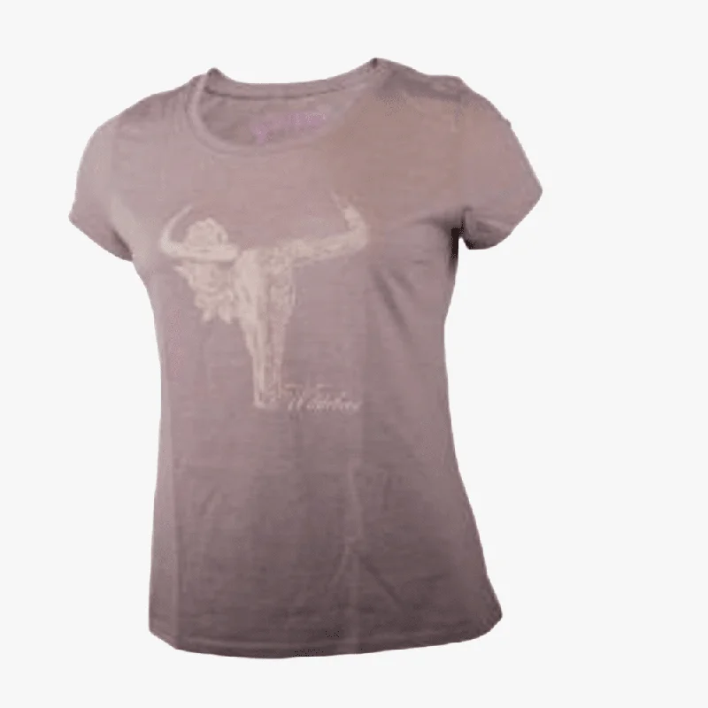 Wildebees Ladies Paisley Sketch Short Sleeve Tee Latte Melange Edgy Women's Punk