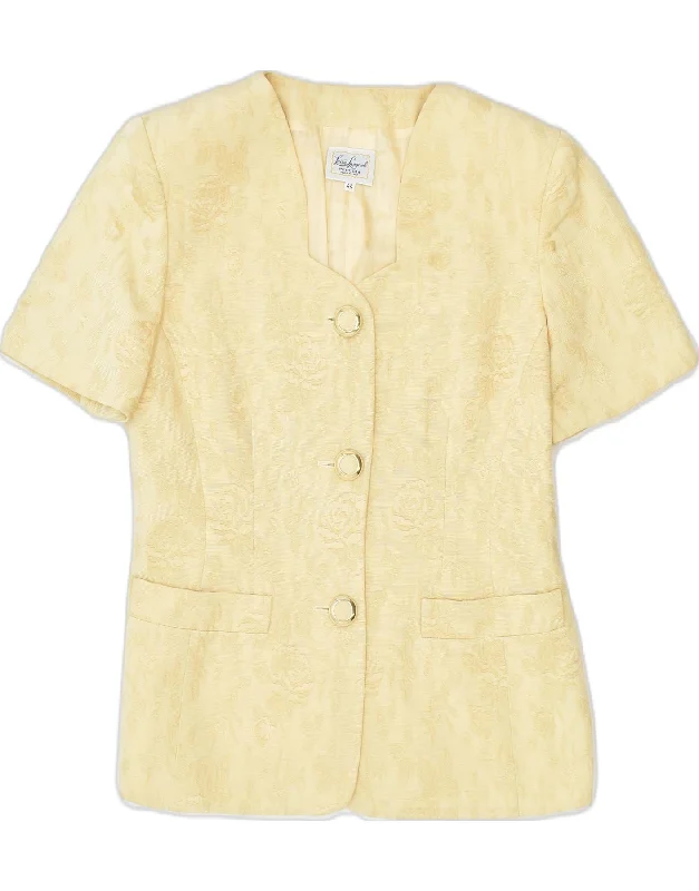 LUISA SPAGNOLI Womens 3 Button Blazer Jacket IT 44 Medium Yellow Floral Youthful Women's Anime - inspired