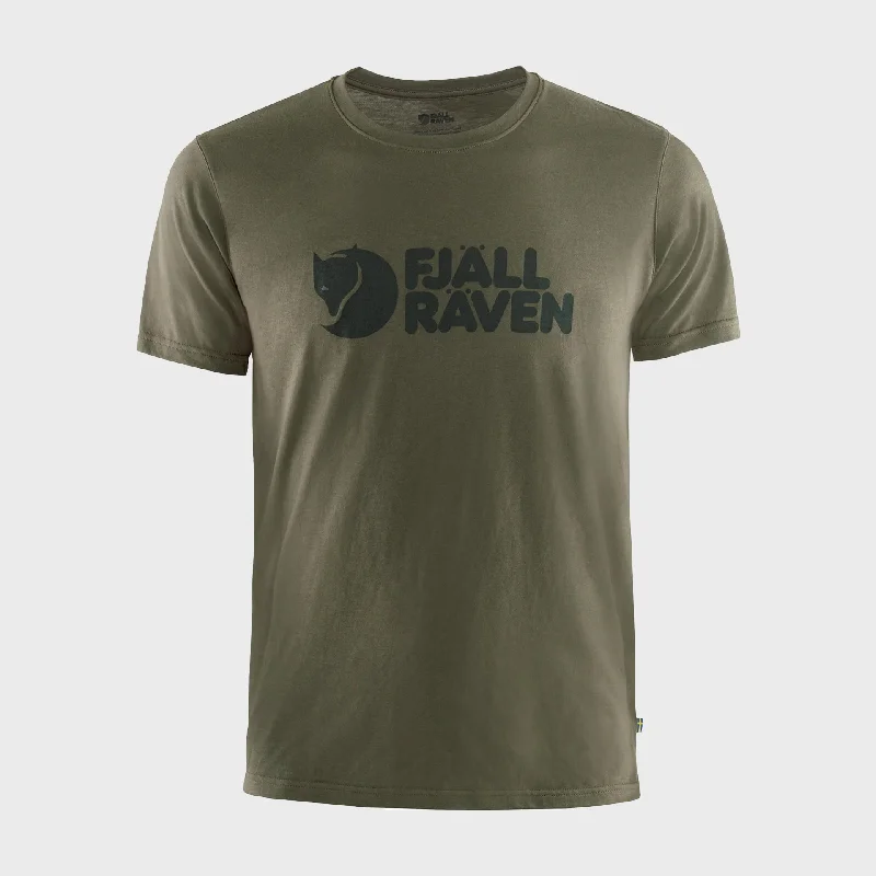 Fjällräven Mens Logo T-shirt - Dark Olive Laid - back Women's Vibe