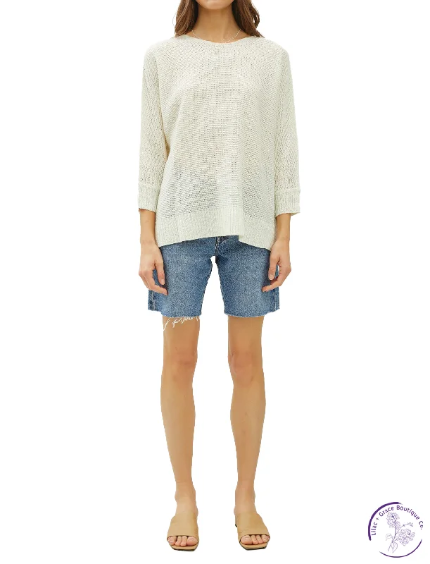 Classic Pullover 3/4 Sleeve Sweater Feminine Women's Soft 