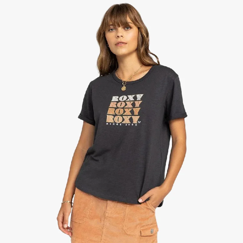 Roxy Womens Ocean After A Short Sleeve Tee Phantom Stylish Women's Tropical 