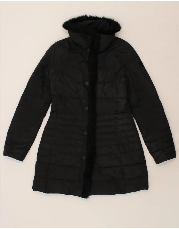 ARMANI JEANS Womens Padded Coat IT 44 Medium Black Polyester