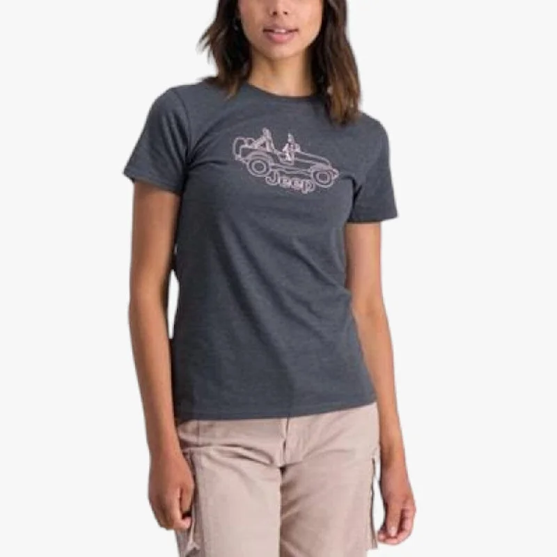 Jeep Womens Iconic Car Short Sleeve Tee Charcoal Mel Sleek Women's Metallic