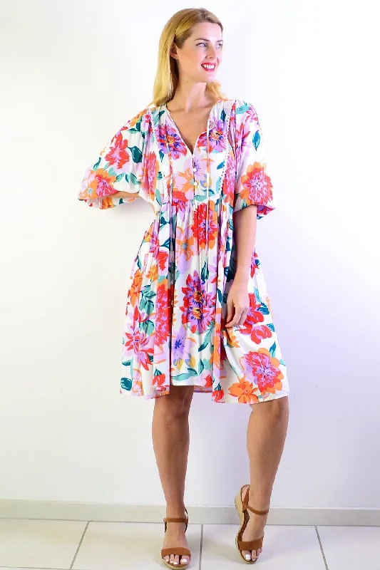 White Tropical Garden Dress Tunic