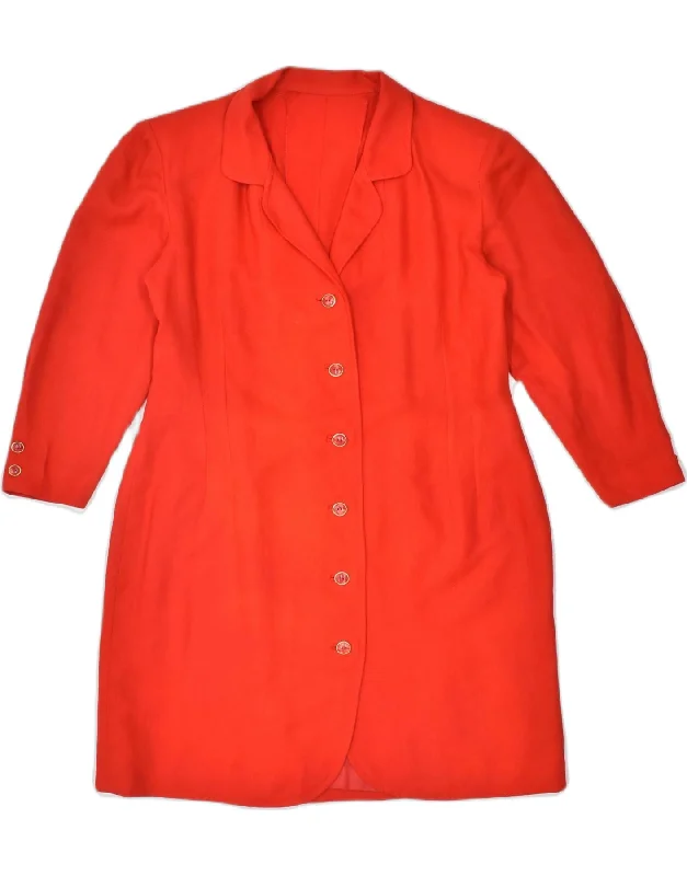 VINTAGE Womens Longline 6 Button Blazer Jacket UK 16 Large Red Cotton Refined Women's Classic 