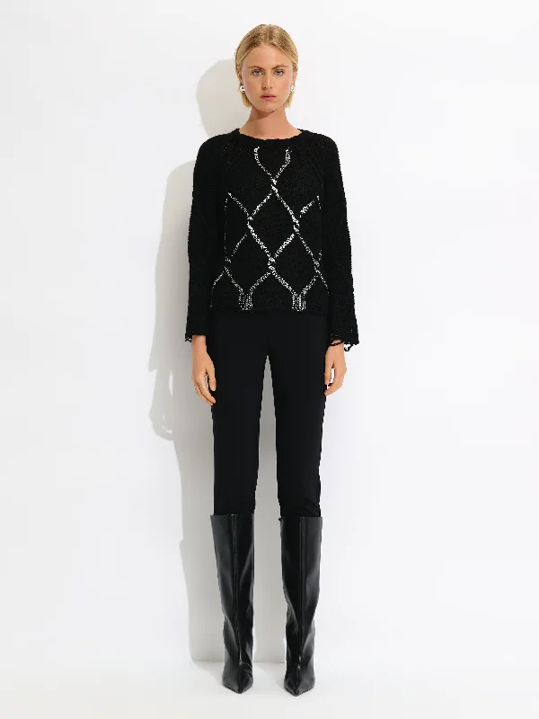 Metallic Cable Knit Sweater Bohemian Women's Free
