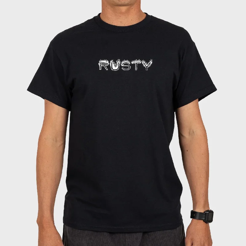 Rusty Mens Flame Til The End Short Sleeve T-Shirt - Black Cashmere