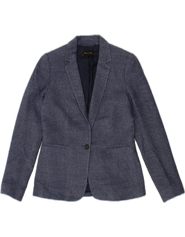 MASSIMO DUTTI Womens 1 Button Blazer Jacket EU 38 Small Blue