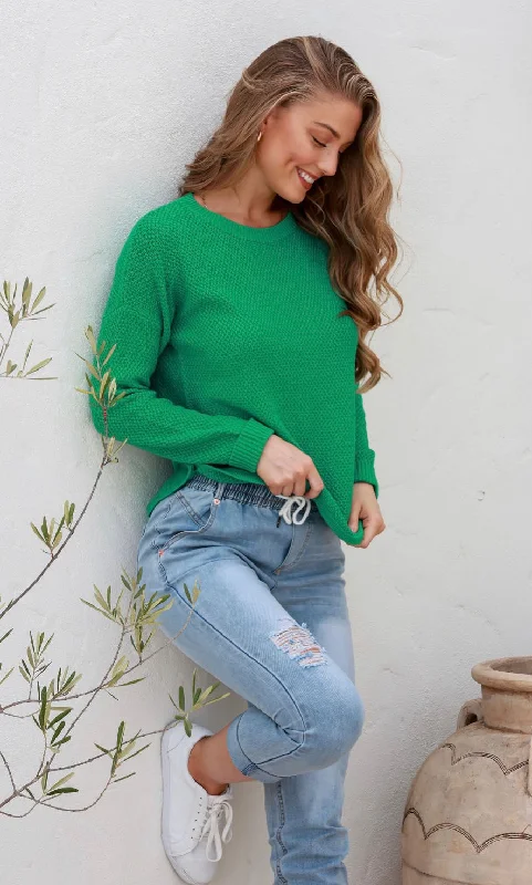 Carley Cotton Green Knit Scandinavian