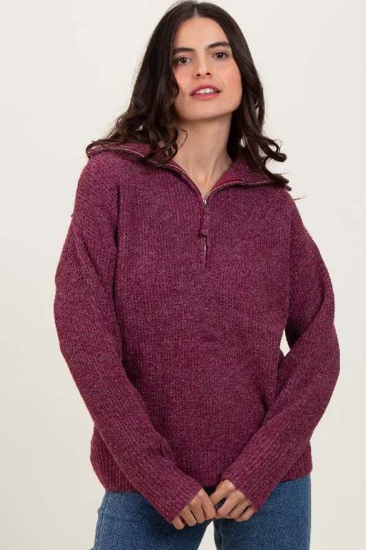 Burgundy Half Zip Pullover Sweater Disco