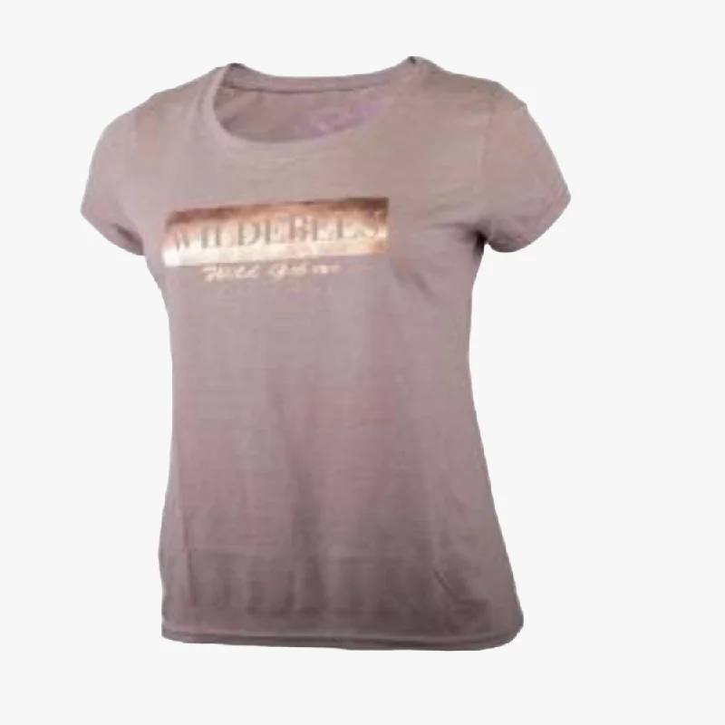 Wildebees Womens Foil Short Sleeve Tee Latte Mel Athletic Women's High - 