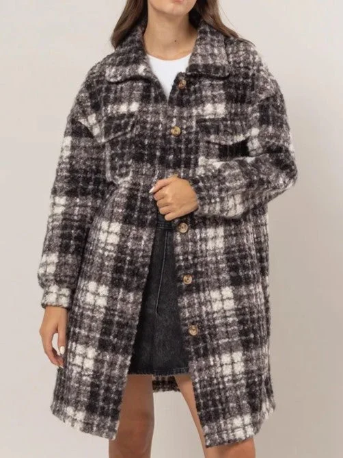 Charlotte  Longline Plaid Shacket Jacket Disco