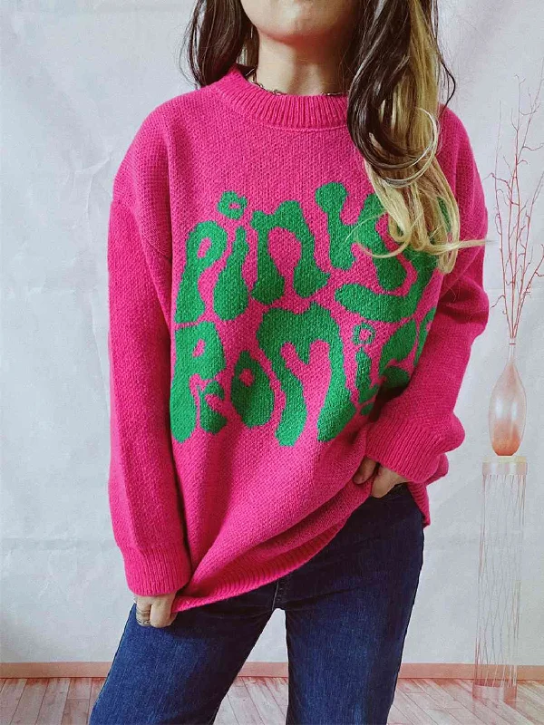PINKY PROMISE Graphic Sweater Cozy Women's Sherpa - lined