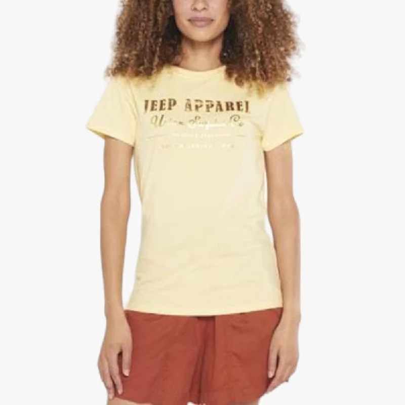 Jeep Womens Logo Foil Short Sleeve Tee Pale Banana French