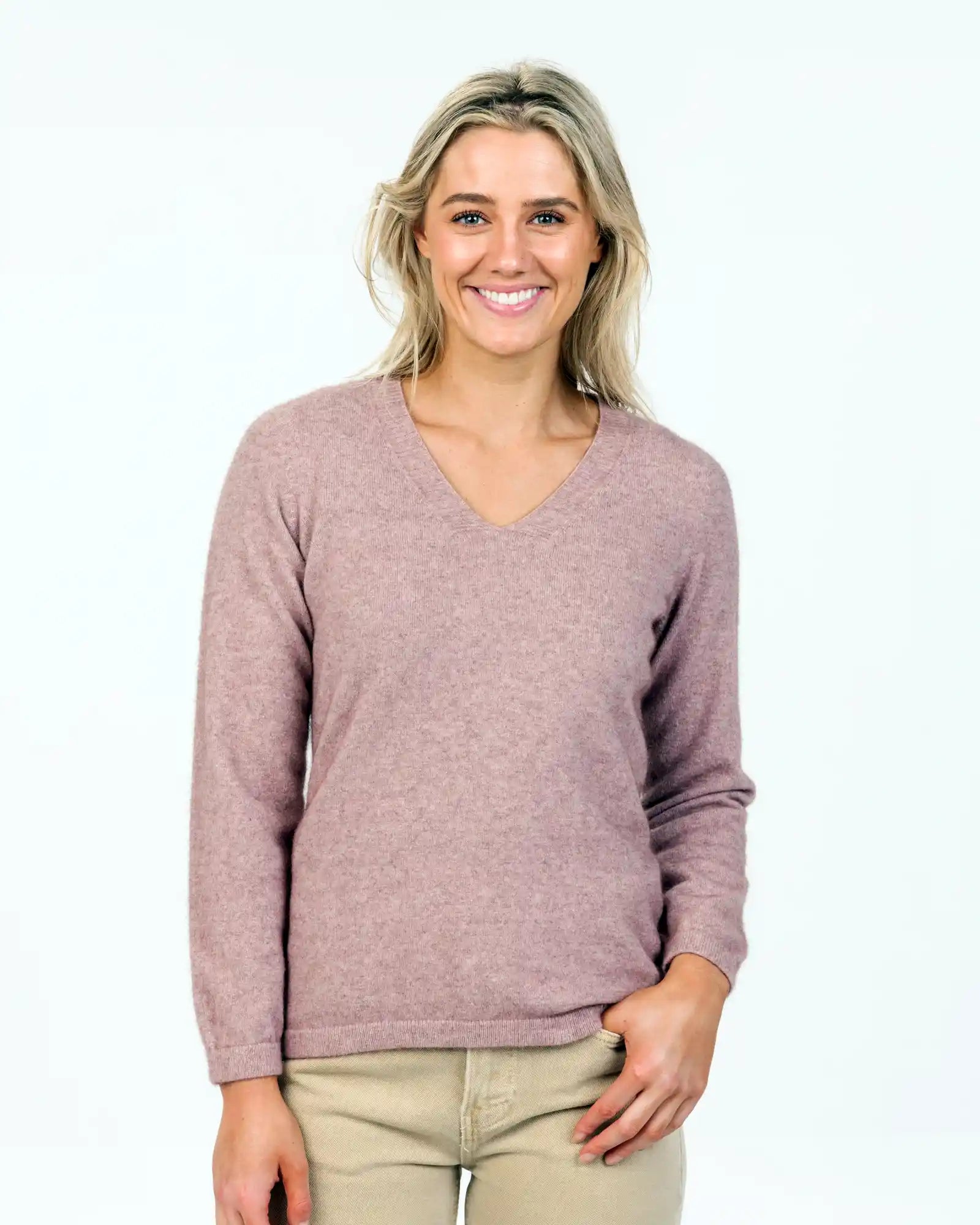 Lily Women's Vee-Neck Merino Wool Sweater - NB396 Unique Women's Upcycled